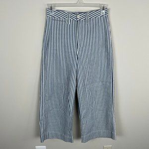 Madewell Emmett Wide Leg Crop Pants in Herringbone Railroad Stripe Size 27